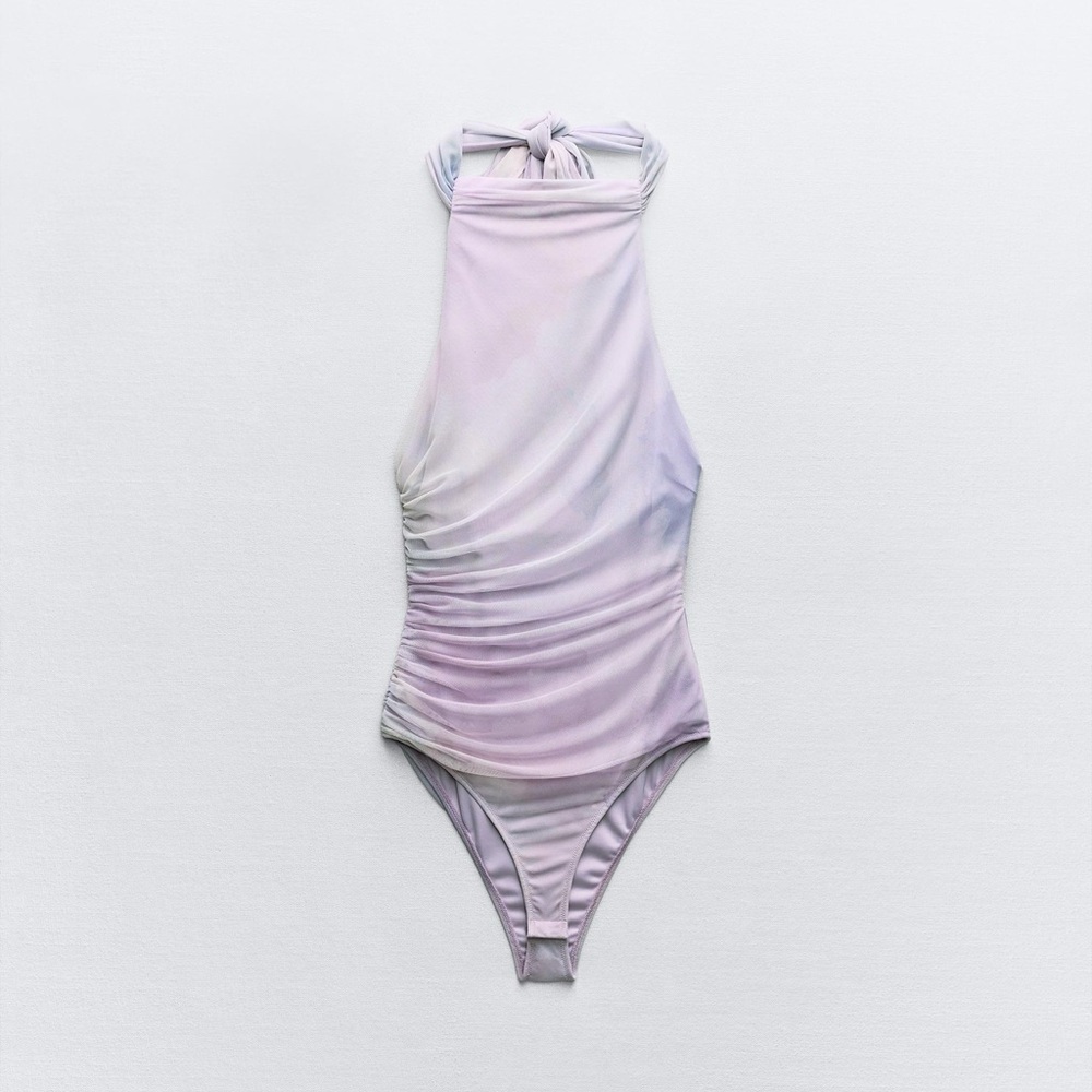 Printed Tulle bodysuit - Zara